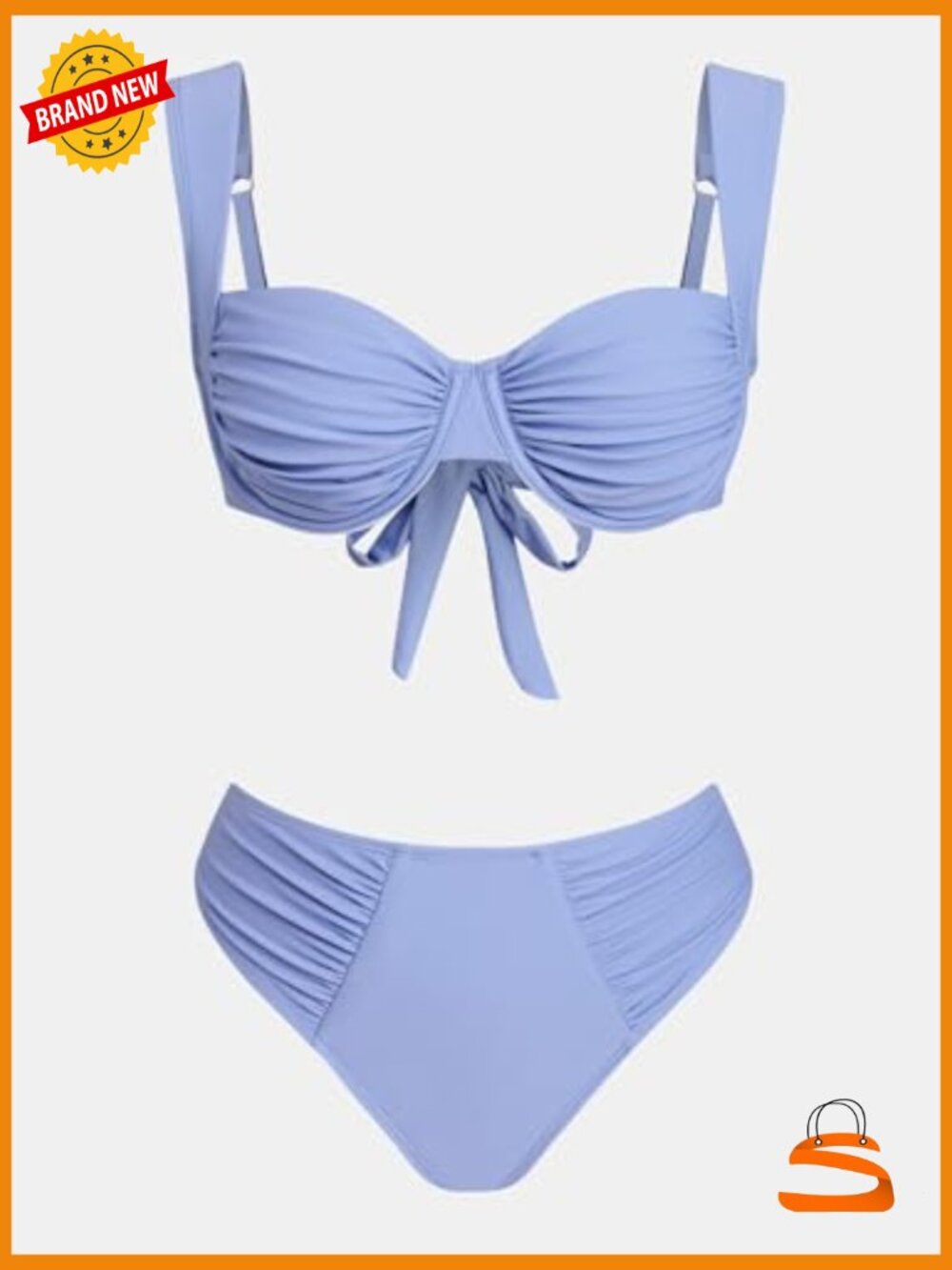 Women's Sweetheart Neck Underwire Bikini Set High Rise Ruched Full Coverage - Picture 5 of 6